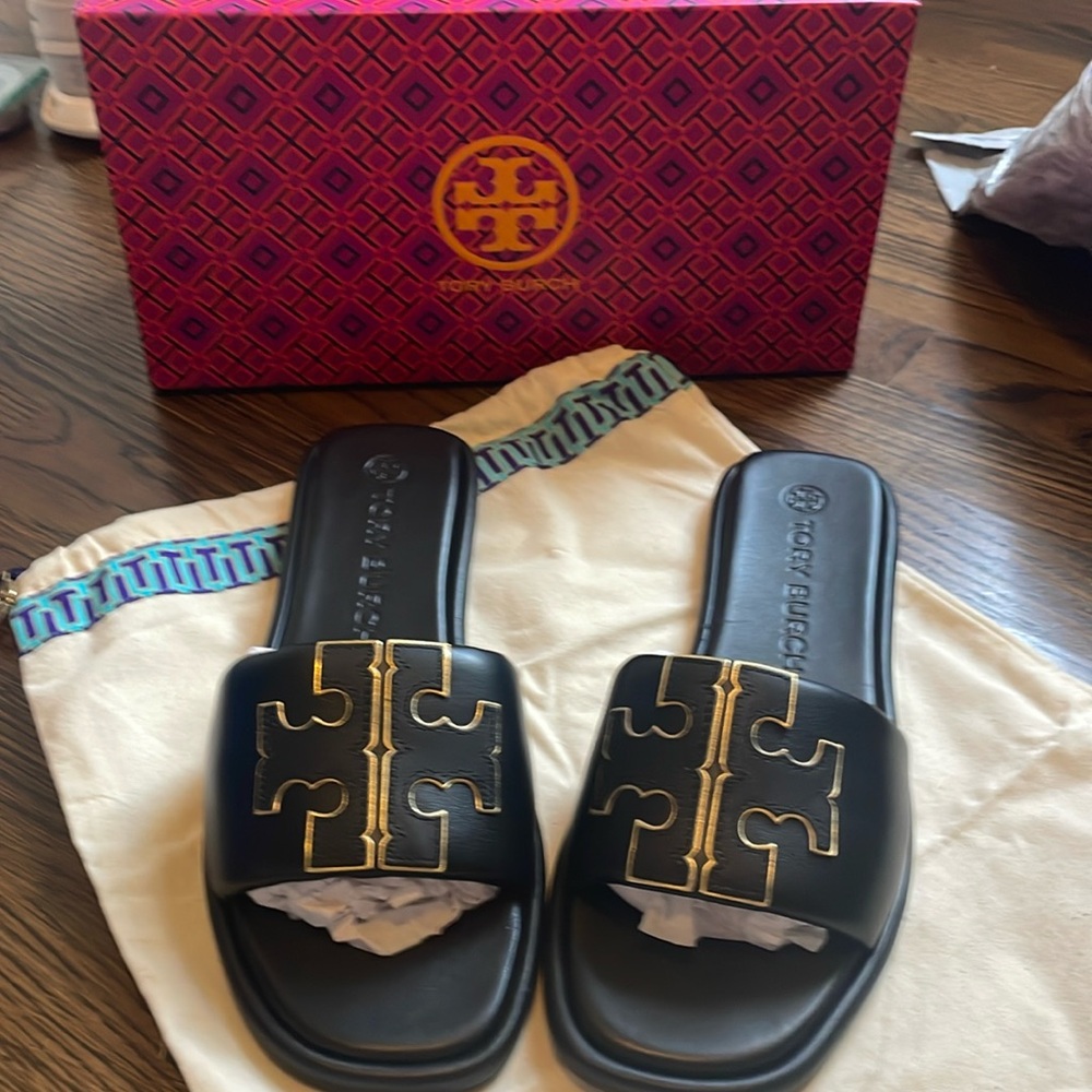 Tory Burch black signature sandals